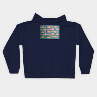 School of Fish Watercolor Pattern Kids Hoodie